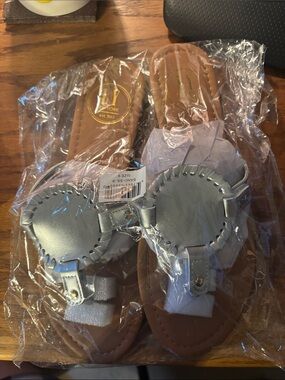Women's Silver Round-Accent Slide Sandals - Lexi York.  Never Used